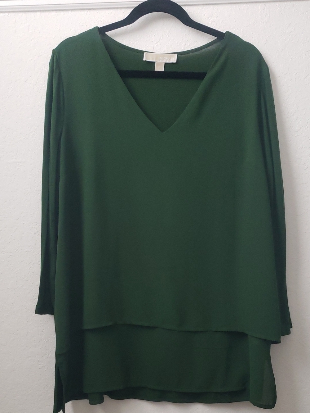 Michael Kors Forest Green V-Neck Layered Tunic
